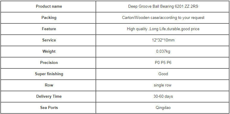 Mini Size GCR15 Deep Groove Ball Bearing 6201 Outer Diameter 12*32*10mm
