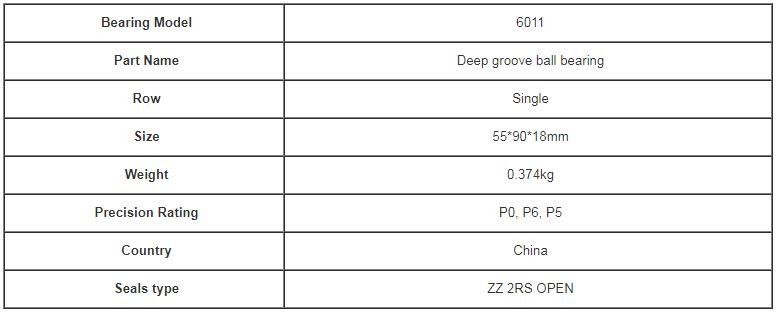 6011 Deep Groove Ball Bearing For Machinery With High Precision Low Noise 55*90*18MM