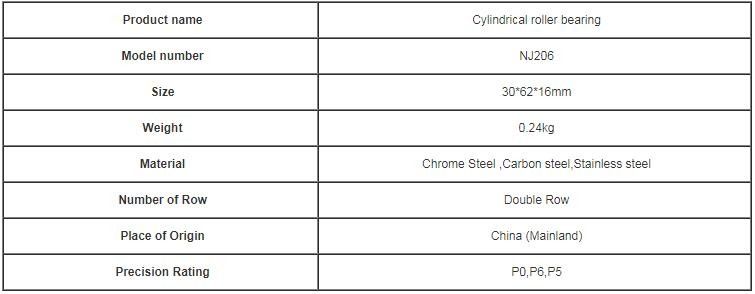 P6 Cylindrical Roller Bearing NU / NJ 206 GCR 15 With Double Row Chrome Steel Brass Cage